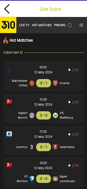 310Scores - Live Scores Screenshot 1