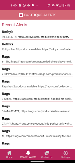 Boutique Alerts Screenshot 1