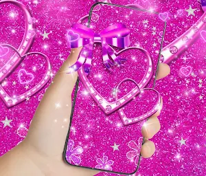 Pink Glitter Live Wallpaper HD Screenshot 2