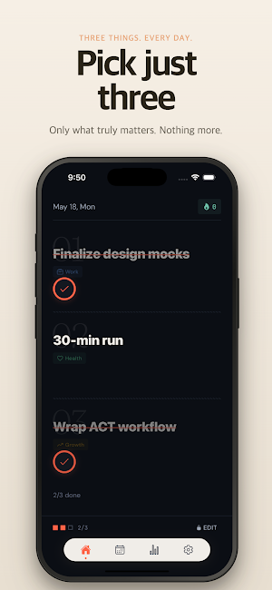 TriFocus: To Do List, Just 3 Screenshot 0