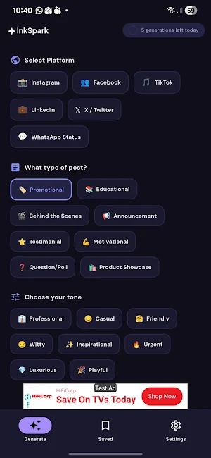 InkSpark - Social Assistant Screenshot 0