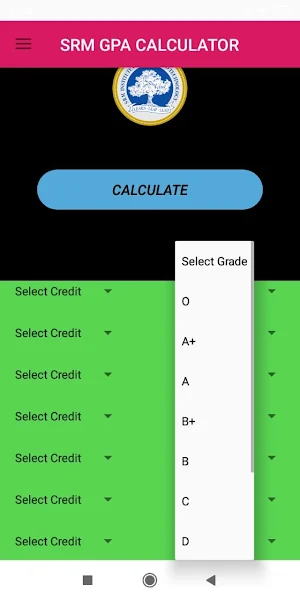 SRM GPA CALCULATOR Screenshot 1