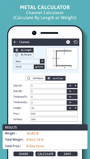 Construction Calculator for Concrete and Metal Screenshot 3