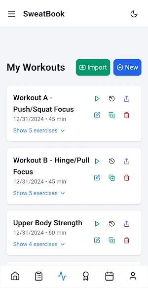 SweatBook - Workout Tracker Screenshot 3