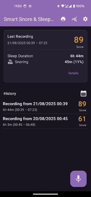 Smart Snore & Sleep Diary Screenshot 0