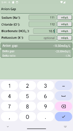 Anion Gap Calculator Screenshot 2