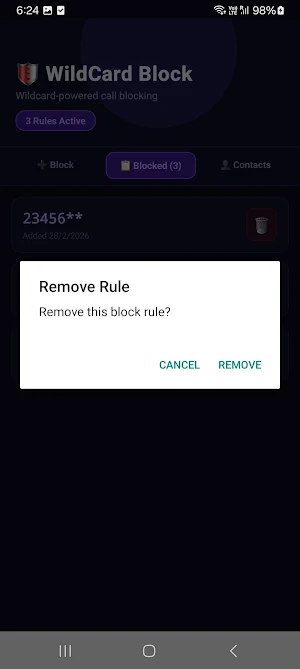 Wildcard Call Block Screenshot 2