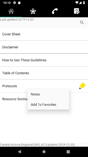 Central Arizona EMS Guidelines Screenshot 1