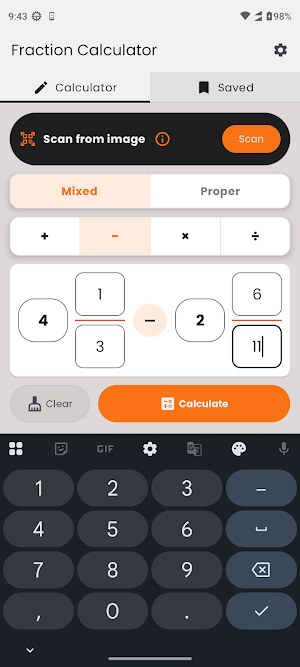 Fraction Calculator Math Screenshot 0