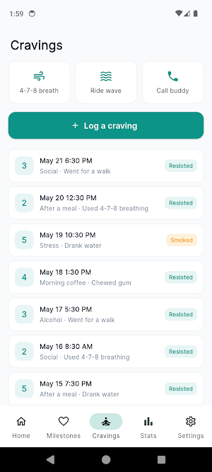 SmokeFree: Quit Smoking Log Screenshot 2