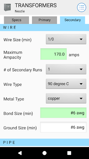 Transformer Calculator Screenshot 3