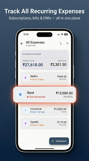 Recurra: Bill & Sub Tracker Screenshot 1