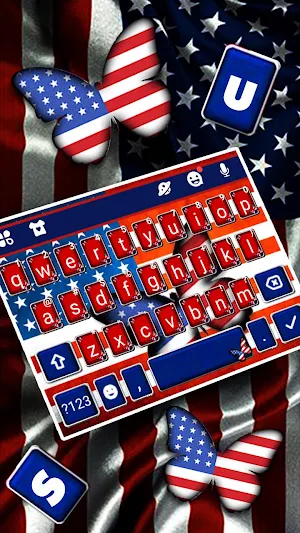 Us Flag Butterfly Keyboard Theme Screenshot 1