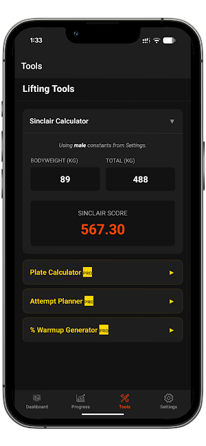 Sinclair Weightlifting Tracker Screenshot 2