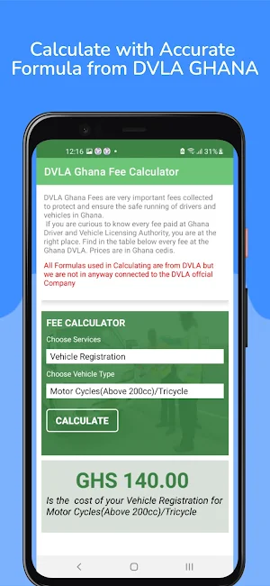 Ghana DVLA Fee Calculator Screenshot 3