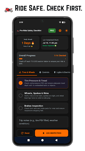 Motorcycle Pre-Ride Checklist Screenshot 0