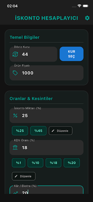 İskonto İndirim Hesaplayıcı Screenshot 0
