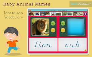 Montessori Vocabulary - Baby Animal Names Screenshot 0