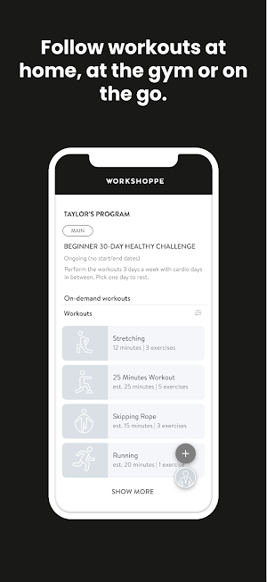 Workshoppe Fitness Screenshot 2
