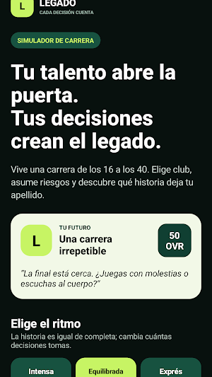Legado: Carrera de Fútbol Screenshot 0