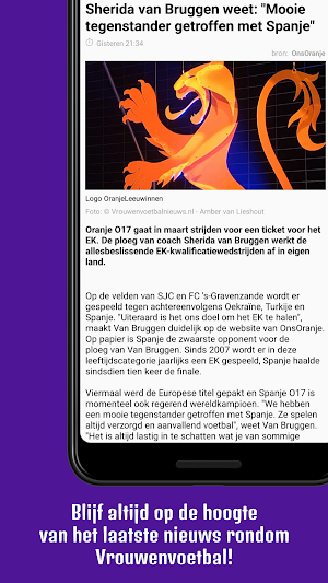 Vrouwenvoetbal nieuws Screenshot 1
