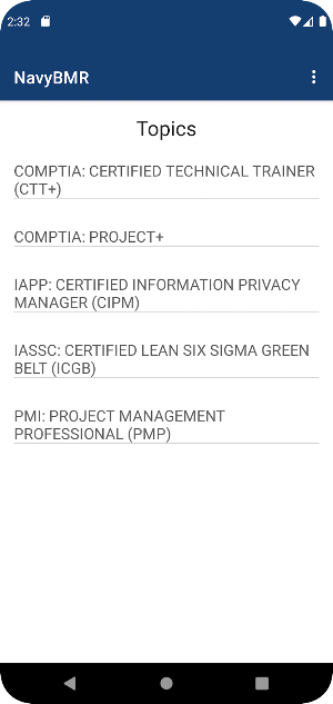NavyBMR Screenshot 1