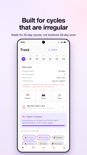 PCOS Pal: Cycle & Diet Tracker Screenshot 1