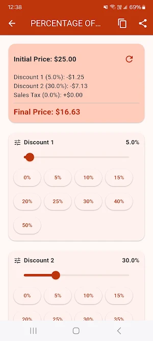 Percentage Off Calculator Screenshot 3
