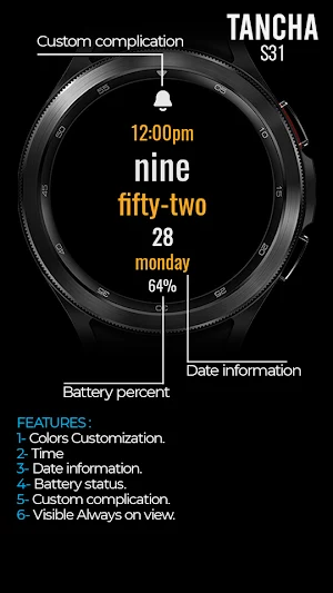 Tancha S31 Watch Face Screenshot 2