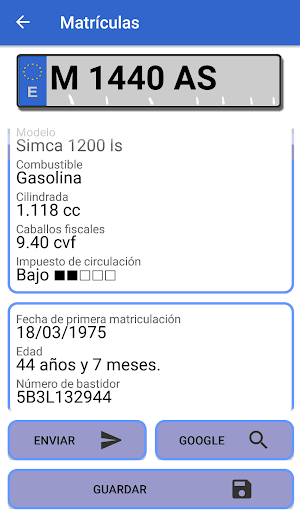 Fecha matrícula Distintivo ambiental, Marca modelo Screenshot 3