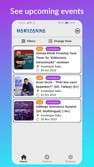 Horizonno - Explore Events Screenshot 0