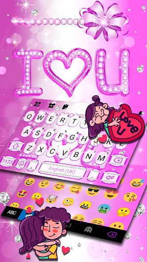 Purple Love Diamond Keyboard Background Screenshot 2