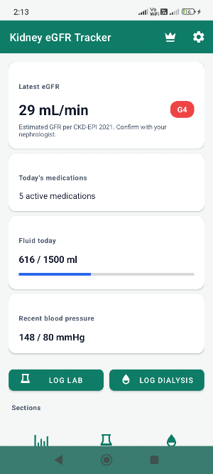 Kidney eGFR Tracker Screenshot 0