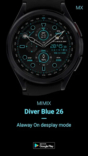 MIMIX Diver Blue26 Watchface Screenshot 3