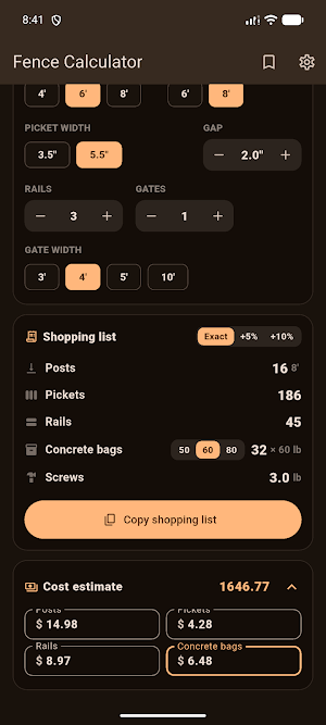 Fence Calculator Screenshot 3