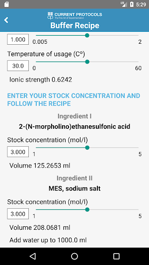 Biological Buffer Calculator Screenshot 1