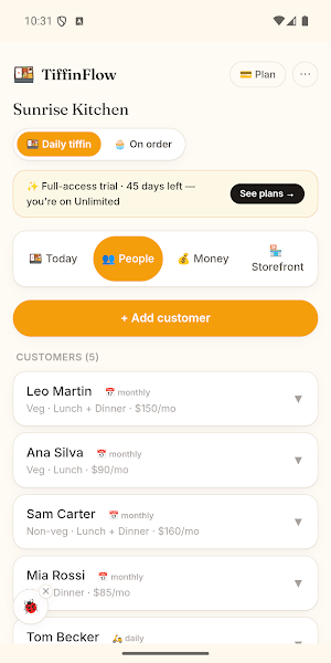 TiffinFlow: Tiffin Manager Screenshot 1