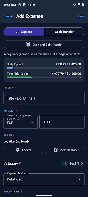 NomadSpend: Travel Expense Screenshot 0