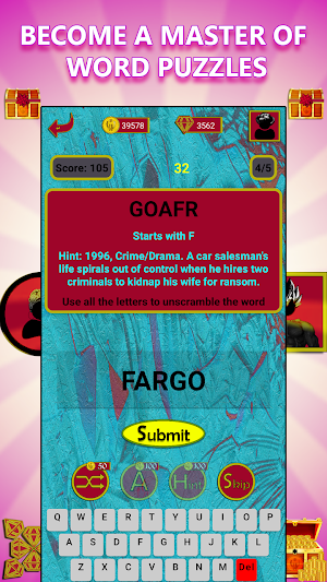 Movies: Unscramble Word Screenshot 1