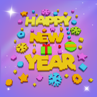 Happy New Year 2024 Voxel 3D