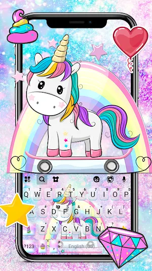 Galaxy Skate Unicorn Keyboard Theme Screenshot 0
