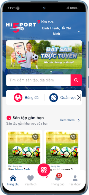 HiSport - Đặt sân thể thao Screenshot 1