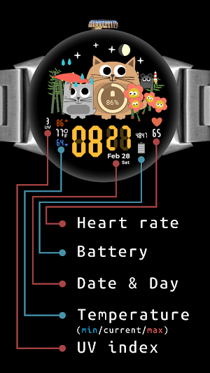 Catmos Animated Cat Watch Face Screenshot 0