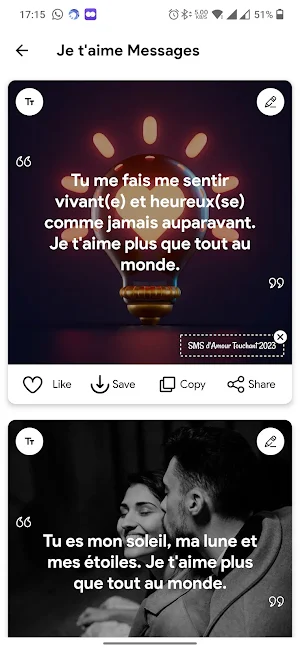 SMS d'Amour Touchant 2023 Screenshot 2