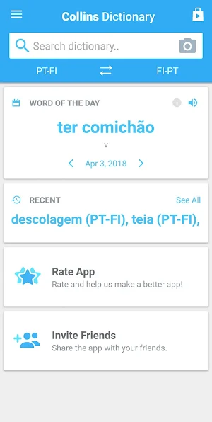 Finnish-Portuguese Dictionary Screenshot 2
