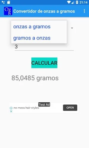 Convertidor de onzas a gramos Screenshot 2