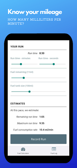 RC Fuel Mileage Calculator Screenshot 1