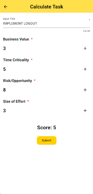 WSJF Calculator Screenshot 1