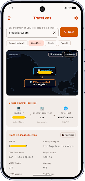 TraceLens: CDN Route & Map Screenshot 0