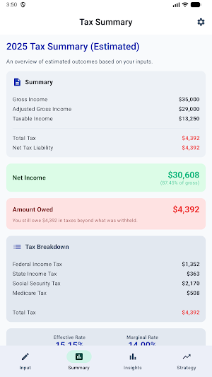 US Income Tax Calculator Screenshot 0